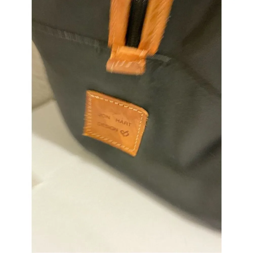 Jon Hart Design Black Duffel with Tan Leather Accents